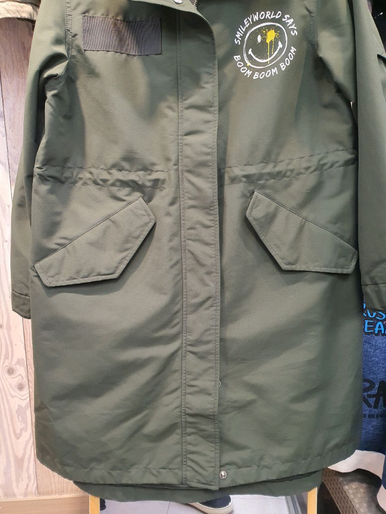 [상태좋음] 스마일리월드 정품 후드 야상 코트 (카키/85호) 이미지