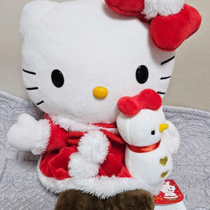 [최저가]산리오 헬로키티 인형 크리스마스 눈사람 산타 겨울 리본 모자