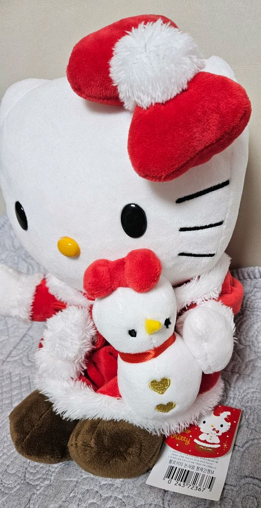 [최저가]산리오 헬로키티 인형 크리스마스 눈사람 산타 겨울 리본 모자--1