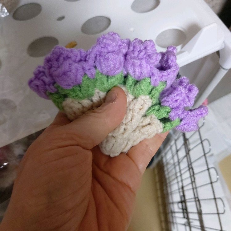 손뜨개 꽃다발 티코스터--3