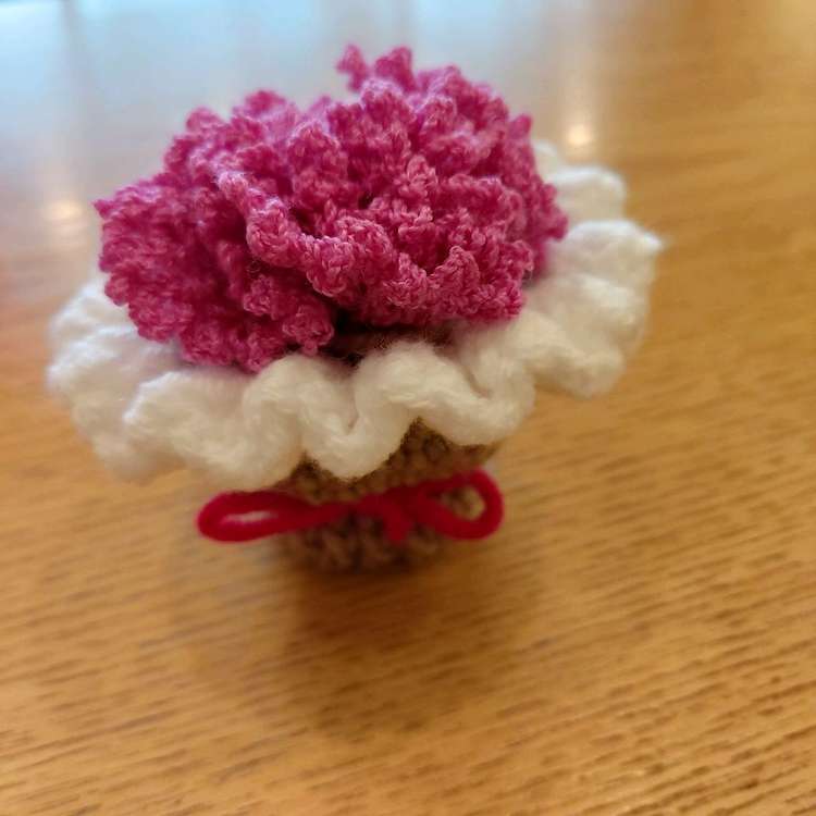 손뜨개 꽃다발 키링 핸드메이드--2