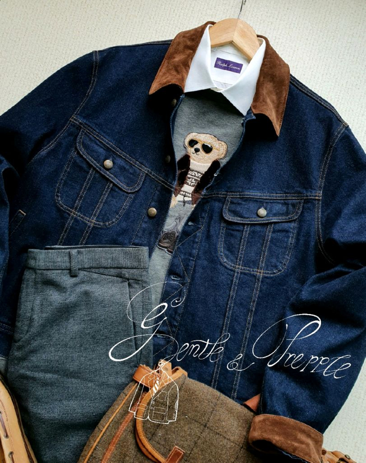 랄프로렌 퍼플라벨 스웨이드카라 데님자켓 이미지