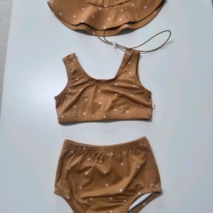 브리이에 유아 하이웨스트 비키니 수영복 모자 세트