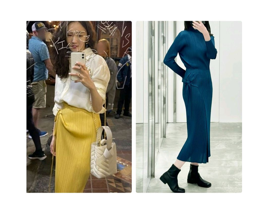 플리츠플리즈 랩스커트 ,반목탑 블루 세트~--4