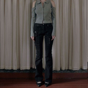 보헤미안서울 보헴서 바지 SIDE POCKET BOOTCUT JEANS, DEEP GRAY 이미지