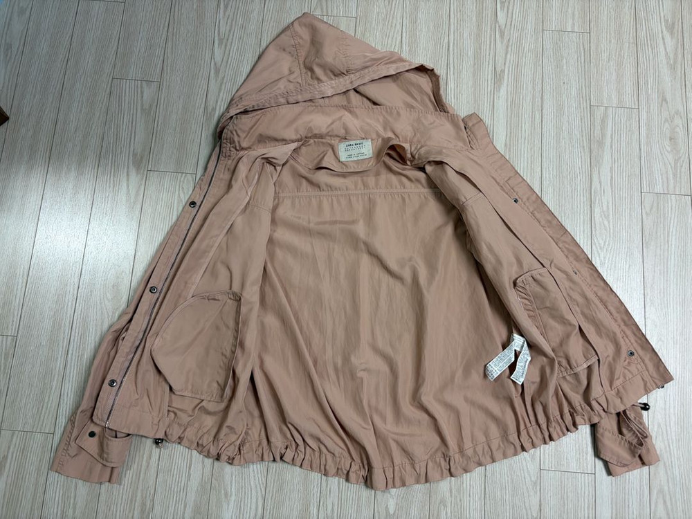 단면측정ㅇ) 자라 zara 모자 탈부착 가능 핑크 윈드자켓 점퍼 바람막이 m 44,55--2