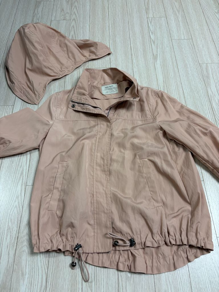 단면측정ㅇ) 자라 zara 모자 탈부착 가능 핑크 윈드자켓 점퍼 바람막이 m 44,55--8