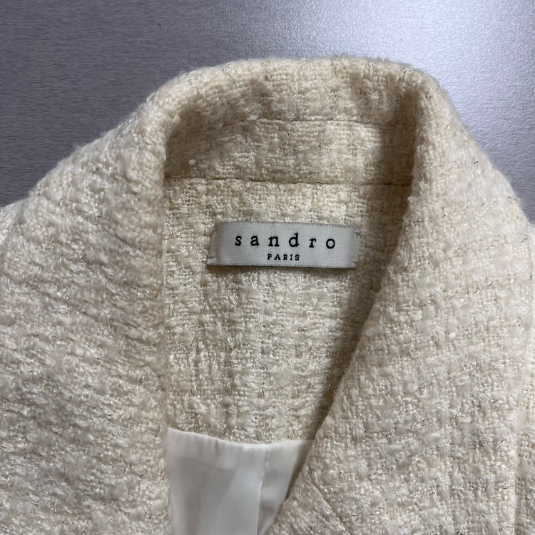 산드로(SANDRO) 골드 버튼 트위드 자켓--4