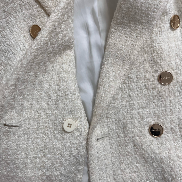 산드로(SANDRO) 골드 버튼 트위드 자켓--5