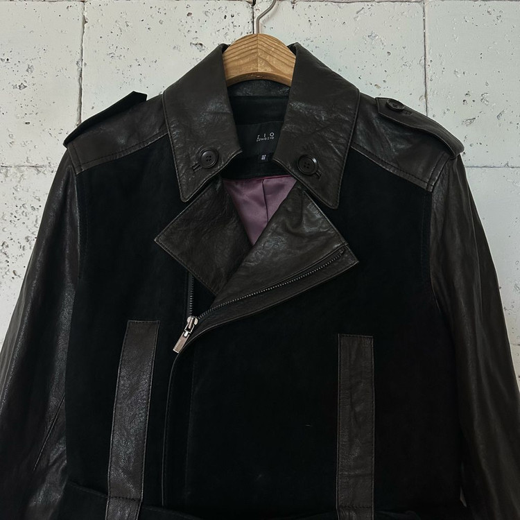 95 지오송지오 양가죽 돈피스웨이드 자켓 블랙--1