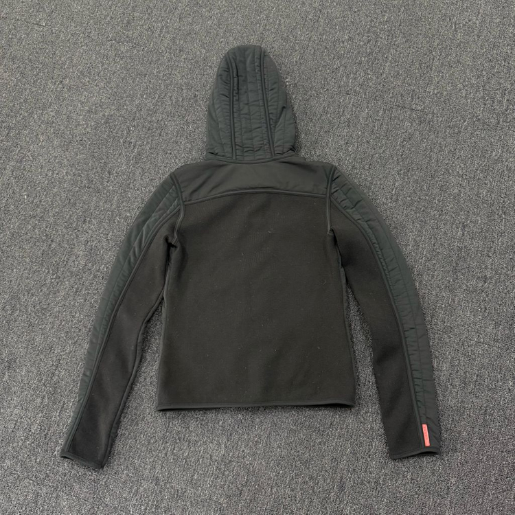 00s 프라다 플리스 퀼팅 후드 집업--4