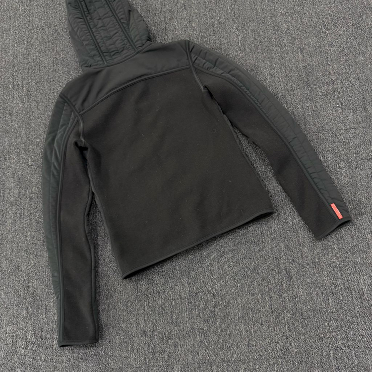 00s 프라다 플리스 퀼팅 후드 집업--6