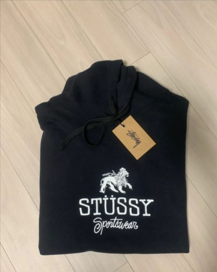 @이월특가&(기모)스투시 스포츠웨어 사자후드티 블랙 L 새상품 이미지