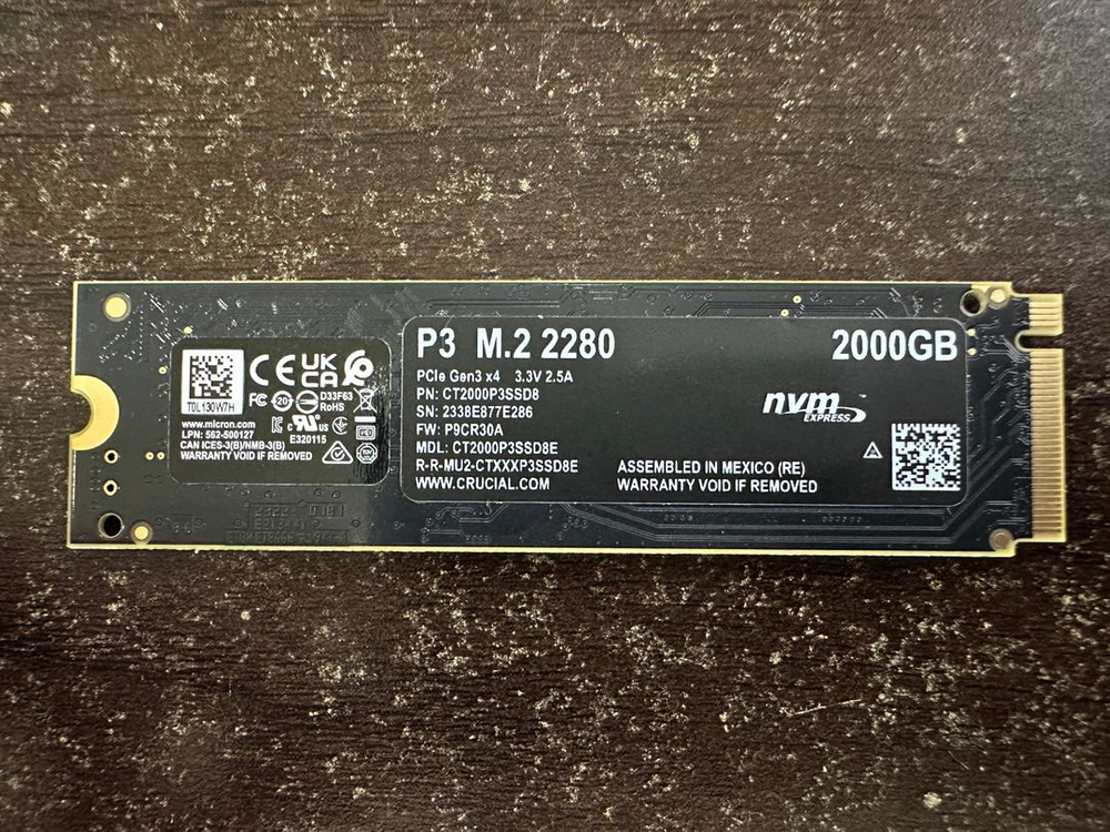 2TB 마이크론 Crucial P3 M.2 NVMe SSD--1