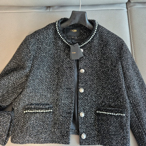 마쥬 트위드 자켓 블랙 FR38 새상품 (진주 트위드자켓, 진주 트리밍 자켓)