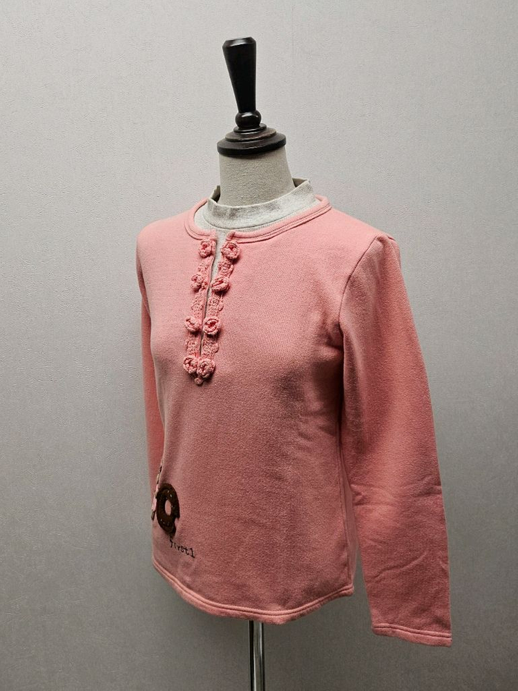 퍼스트원 빈티지 곰순이 도넛 약기모 티셔츠 S (44) 연핑크 쿠킹 감성 이미지