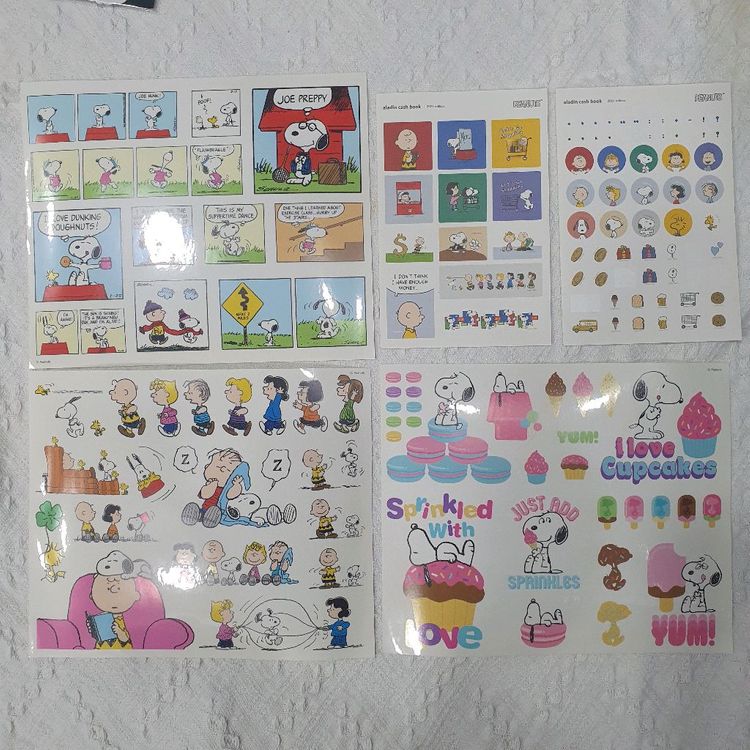 피너츠 스누피 스티커 메모지 편지지 6만원 상당 다꾸처분 다꾸일괄 이미지