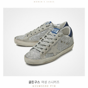 골든구스 여성 슈퍼스타 실버글리터 블루탭 G35WS590 P18 이미지
