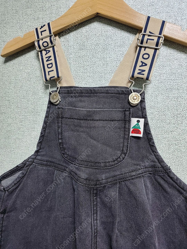 (새상품) 알로앤루 알로앤루 하이 블랙 데님 멜빵바지 120 사이즈--1