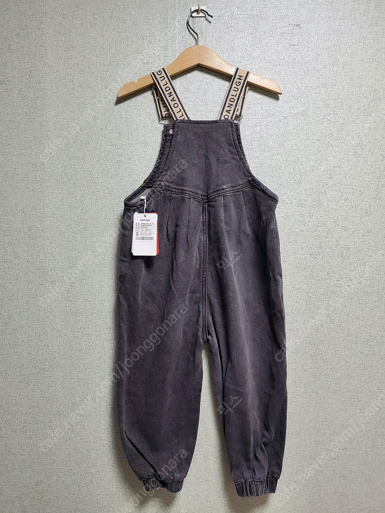 (새상품) 알로앤루 알로앤루 하이 블랙 데님 멜빵바지 120 사이즈--4