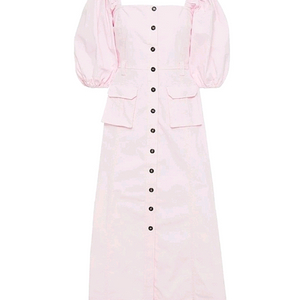 GANNI 퍼프소매 핑크원피스