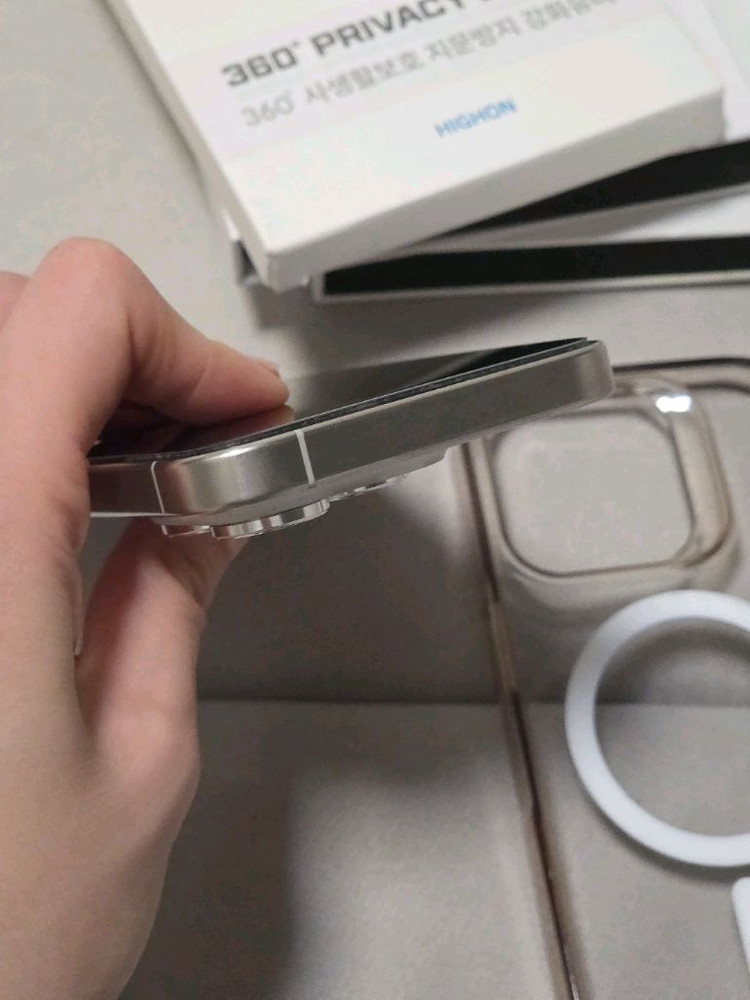 아이폰 15프로 512 풀박S급, 강화유리5장, 방수케이스, 녹음기--12