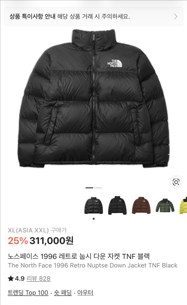 노스페이스 1996 레트로 눕시 XL 해외판--3