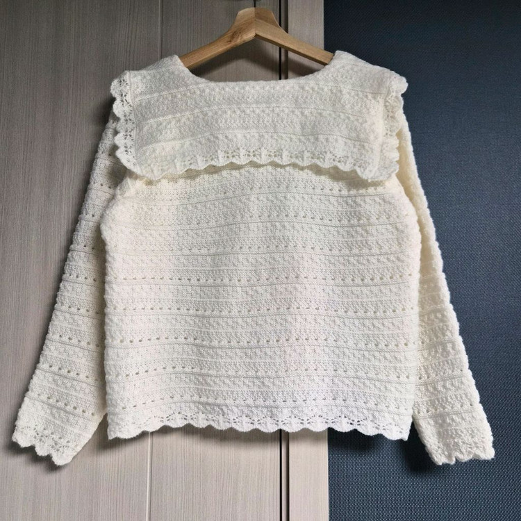 [새상품] 빅카라 레이스 니트 가디건 (화이트 / 봄 가디건)--1