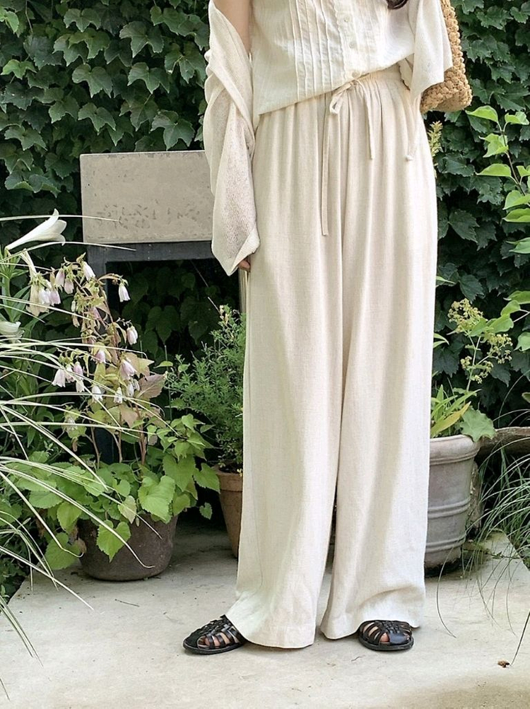 고고싱 린넨 코튼 와이드 밴딩 팬츠 155 xs / 베이델리 가내스라 슬로우앤드 98도씨 데일리쥬 프렌치오브 위드윤 이미지