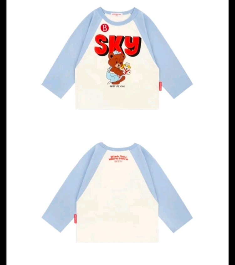 베베드피노 스카이 베어 래글런 티셔츠 120 새상품 이미지