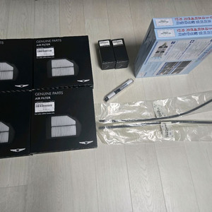 불스원샷 플래티넘 가솔린, 제네시스 순정 에어필터 및 오일필터, 에어컨필터, 와이퍼, 붓펜 이미지