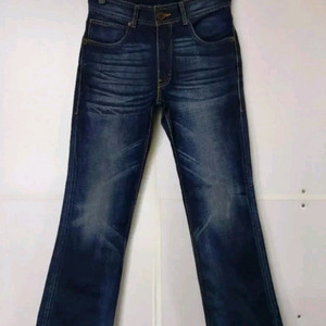 32)리바이스 가죽패치 데님 생지 중청 워싱 일자청바지