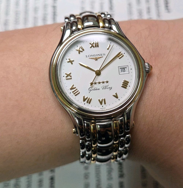 레어] 빈티지 론진 골든윙 파이브스타 화이트로만 골드콤비 브레이슬릿 ver. 이미지