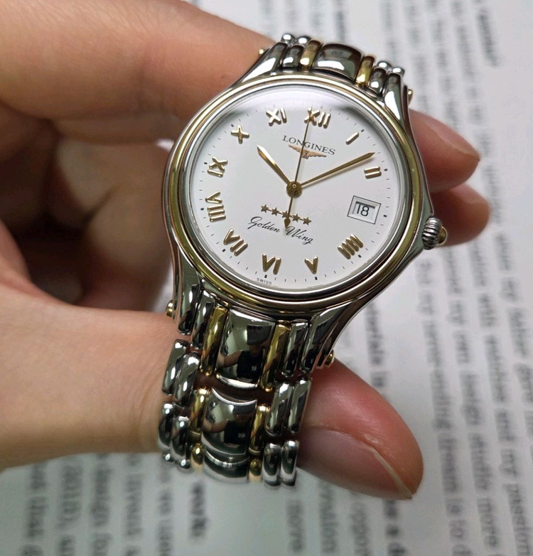 레어] 빈티지 론진 골든윙 파이브스타 화이트로만 골드콤비 브레이슬릿 ver. 이미지