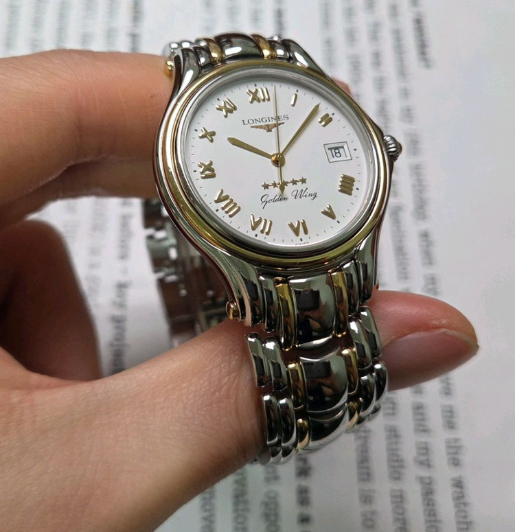 레어] 빈티지 론진 골든윙 파이브스타 화이트로만 골드콤비 브레이슬릿 ver. 이미지