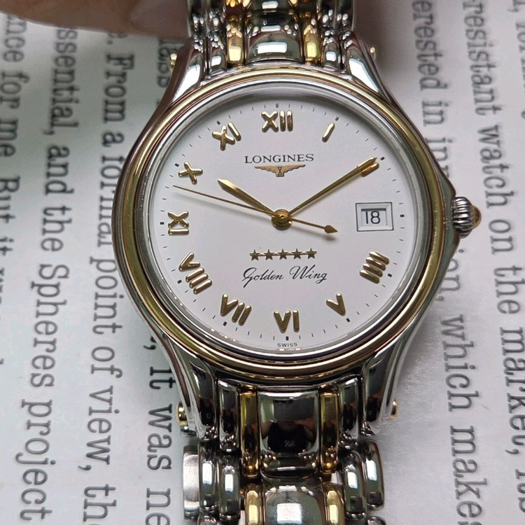 레어] 빈티지 론진 골든윙 파이브스타 화이트로만 골드콤비 브레이슬릿 ver. 이미지