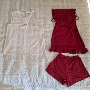 (4벌 합) 블라우스 + 셔링 슬립세트 + 반바지 : 합 2천