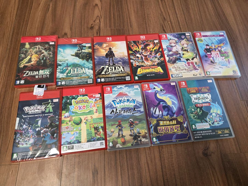 닌텐도 스위치2 게임기 + 포코피아 포켓몬스터 + 젤다의 전설 그 외 게임 타이틀 동숲 아미보 피규어 링크 피그마 이미지