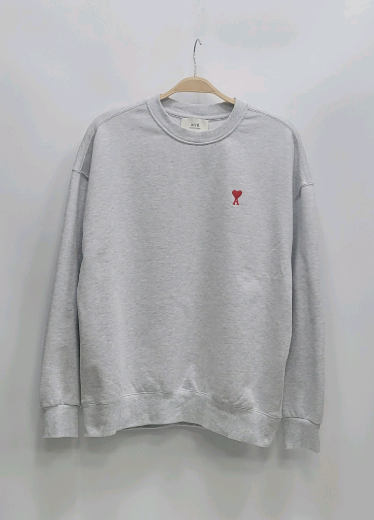 아미 스몰 하트 로고 스웻셔츠 00255 / 남 M (100) 그레이 이미지