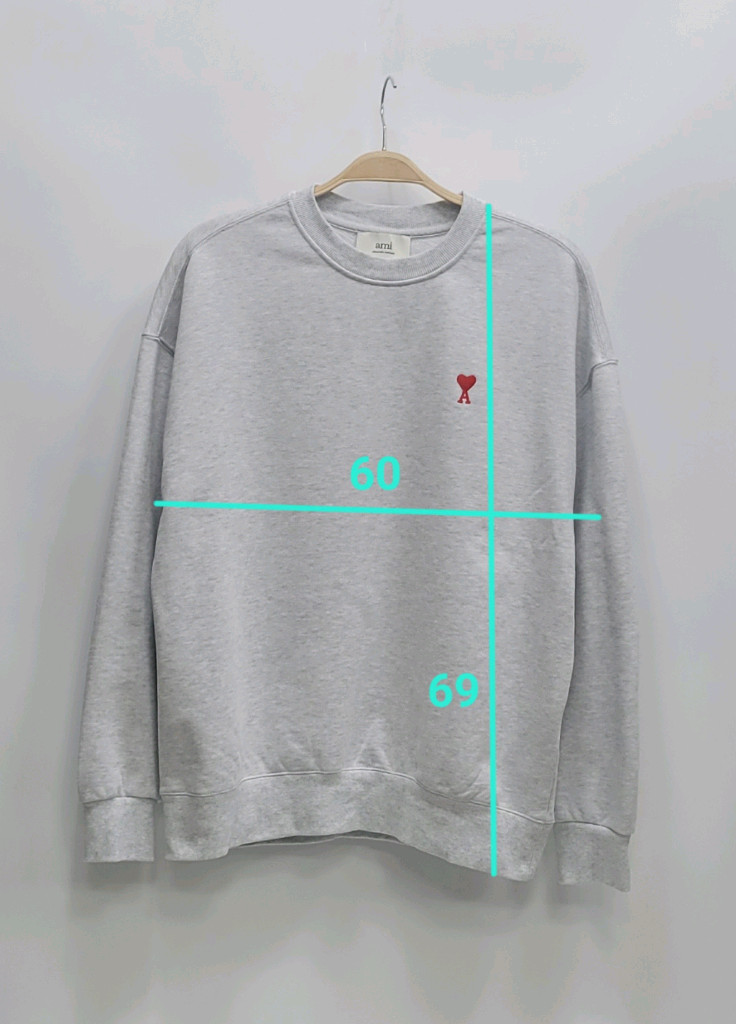 아미 스몰 하트 로고 스웻셔츠 00255 / 남 M (100) 그레이 이미지