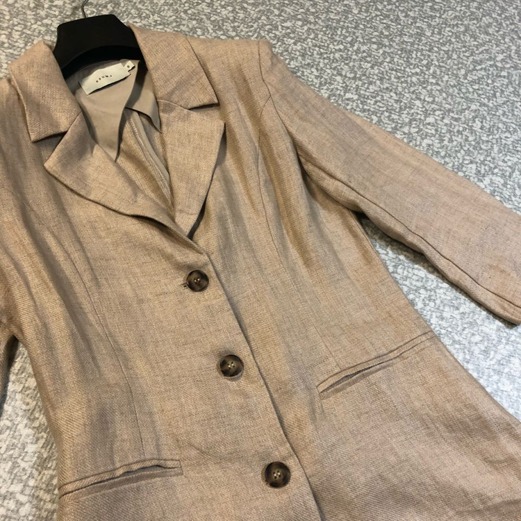 썸제이 린넨100% 자켓 페미닌 출근룩 하객룩 베이지--1