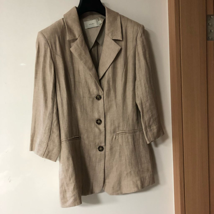 썸제이 린넨100% 자켓 페미닌 출근룩 하객룩 베이지--5