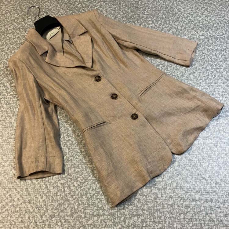 썸제이 린넨100% 자켓 페미닌 출근룩 하객룩 베이지--9