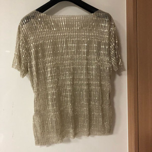 새옷) 르뮤 시스루 글리터 펄 반팔 티셔츠 블라우스 금펄 골드