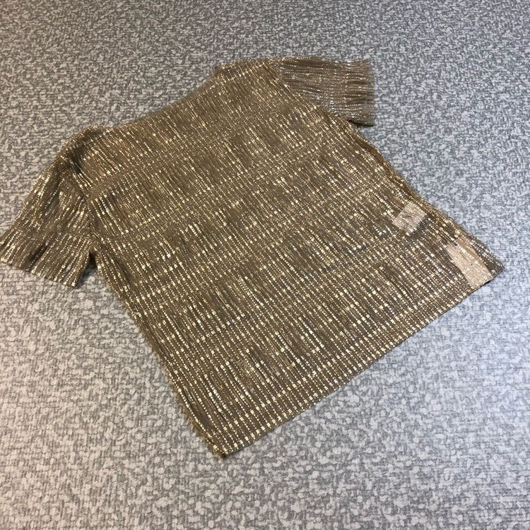 새옷) 르뮤 시스루 글리터 펄 반팔 티셔츠 블라우스 금펄 골드--2