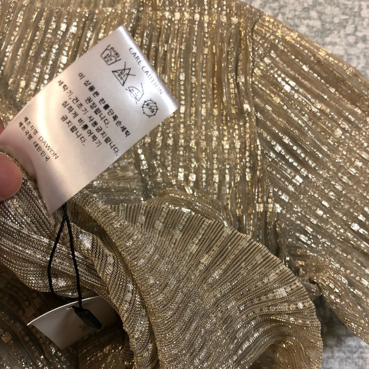 새옷) 르뮤 시스루 글리터 펄 반팔 티셔츠 블라우스 금펄 골드--5