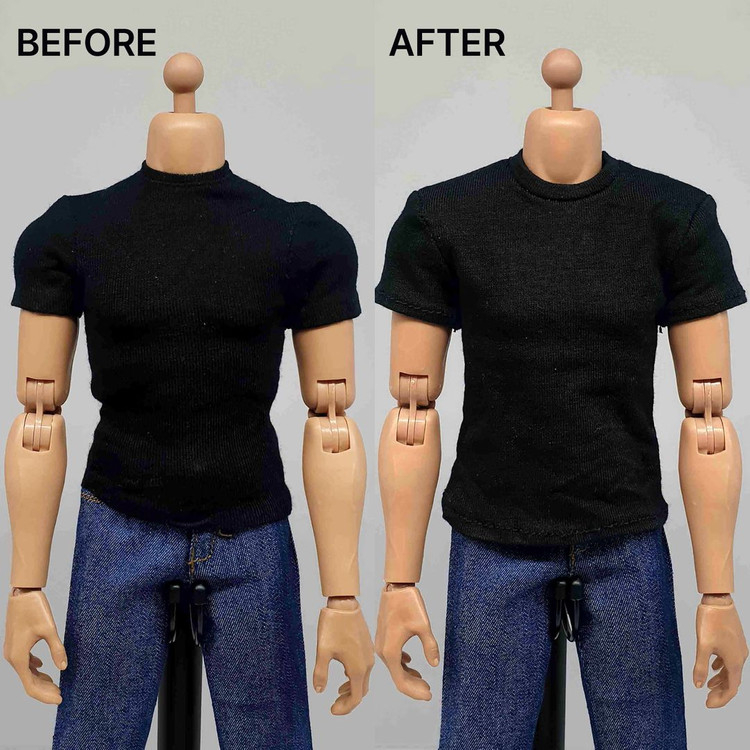 남성 어깨핏 보정 검정 반팔티 12인치피규어(핫토이x) 이미지