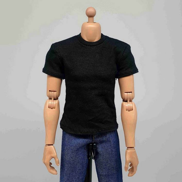 남성 어깨핏 보정 검정 반팔티 12인치피규어(핫토이x) 이미지