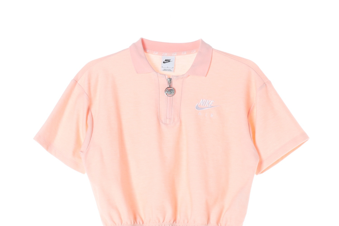 나이키 22SS 핑크 에어 피케 반팔 폴로 티셔츠 크롭 카라티 M--2