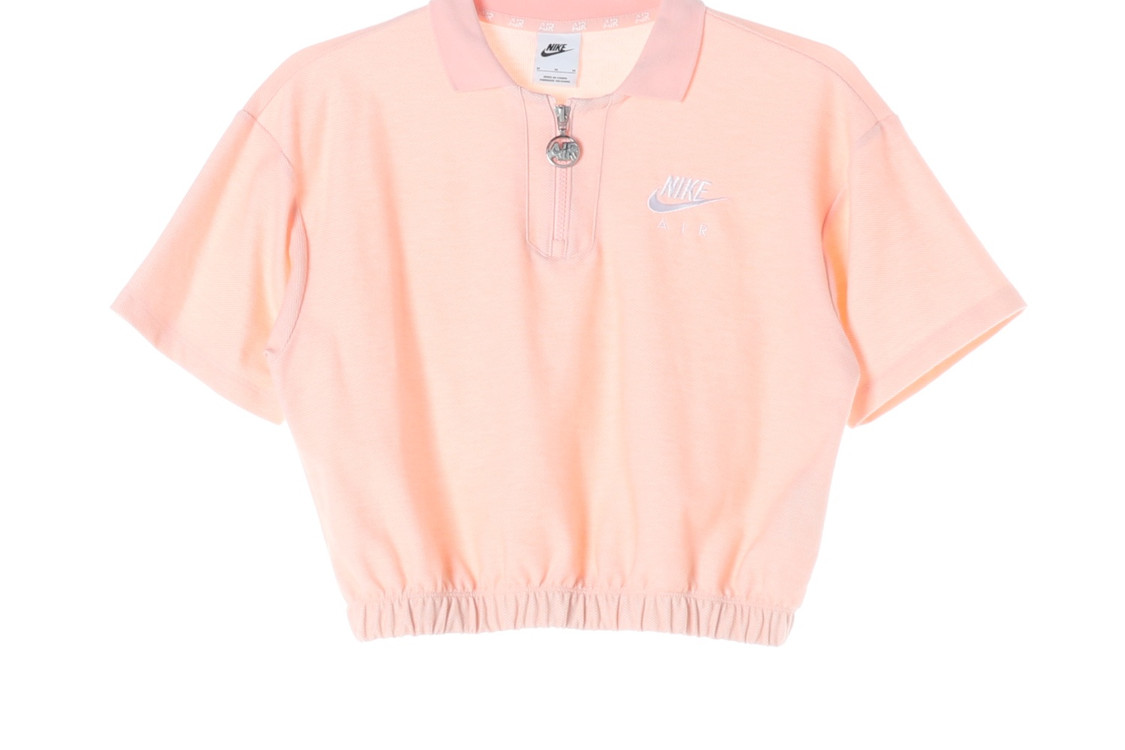 나이키 22SS 핑크 에어 피케 반팔 폴로 티셔츠 크롭 카라티 M--3